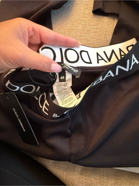 Dolce & Gabbana Black Logo Elastic Waist Leggings size 48 M-L